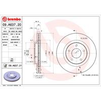 Remschijf COATED DISC LINE BREMBO, Remschijftype: Binnen geventileerd, u.a. für Mitsubishi, Citroën, Peugeot