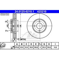 Bremsscheibe | ATE (24.0125-0210.1)