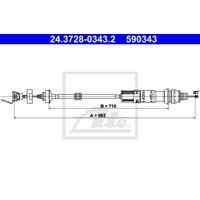 ATE Kupplungsseil 24.3728-0343.2 Kupplungsseilzug,Seilzug, Kupplungsbetätigung PEUGEOT,CITROËN,PARTNER Combispace 5F,PARTNER Kasten 5