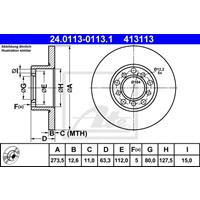 Bremsscheibe Vorderachse ATE 24.0113-0113.1