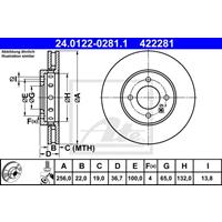 Bremsscheibe | ATE (24.0122-0281.1)