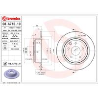 BREMBO Bremsscheiben NISSAN 08.A715.11 43206015VA,432069W000,432069Y000 Scheibenbremsen,Bremsscheibe 43206JA00A,43206JA00B,43206JD00A,43206JD00B