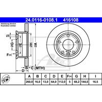 Bremsscheibe | ATE (24.0116-0108.1)