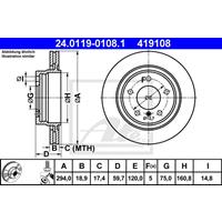 Bremsscheibe | ATE (24.0119-0108.1)