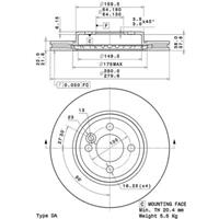 Remschijf COATED DISC LINE BREMBO, Remschijftype: Binnen geventileerd, u.a. für Mini