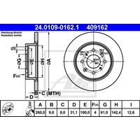 Bremsscheibe Hinterachse ATE 24.0109-0162.1