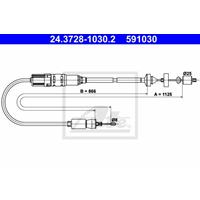 ATE Kupplungsseil 24.3728-1030.2 Kupplungsseilzug,Seilzug, Kupplungsbetätigung RENAULT,LAGUNA I B56_, 556_,LAGUNA I Grandtour K56_