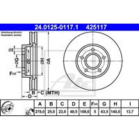 Bremsscheibe | ATE (24.0125-0117.1)