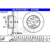 Bremsscheibe Vorderachse ATE 24.0116-0105.1