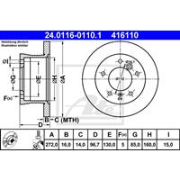 Bremsscheibe | ATE (24.0116-0110.1)