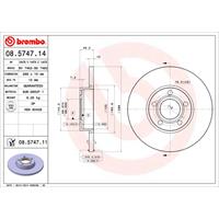 BREMBO Bremsscheiben 08.5747.11 Scheibenbremsen,Bremsscheibe AUDI,A4 Limousine (8D2, B5),A4 Avant (8D5, B5),100 Limousine (4A2, C4),A6 Avant (4A5, C4)