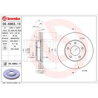 Remschijf COATED DISC LINE BREMBO, Remschijftype: Binnen geventileerd, u.a. für Mazda