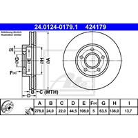 Bremsscheibe Vorderachse ATE 24.0124-0179.1