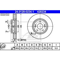 Bremsscheibe | ATE (24.0128-0234.1)