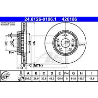 Bremsscheibe | ATE (24.0126-0186.1)