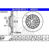 Bremsscheibe | ATE (24.0122-0212.1)