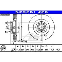 Bremsscheibe | ATE (24.0130-0115.1)