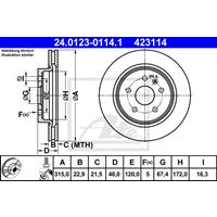 Bremsscheibe | ATE (24.0123-0114.1)