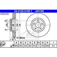 Bremsscheibe | ATE (24.0125-0195.1)