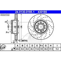 Bremsscheibe | ATE (24.0130-0185.1)