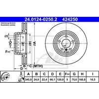 Bremsscheibe | ATE (24.0124-0250.2)