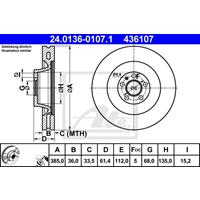 Bremsscheibe | ATE (24.0136-0107.1)