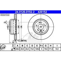 Bremsscheibe | ATE (24.0126-0152.2)