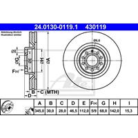 Bremsscheibe | ATE (24.0130-0119.1)