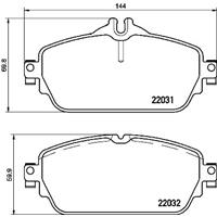 Remblokkenset, schijfrem BREMBO, u.a. für Mercedes-Benz