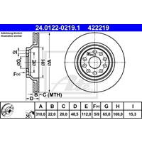 Bremsscheibe | ATE (24.0122-0219.1)