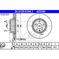 Bremsscheibe | ATE (24.0125-0184.1)