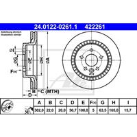 Bremsscheibe | ATE (24.0122-0261.1)