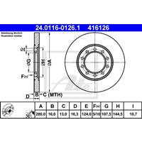 Bremsscheibe | ATE (24.0116-0126.1)