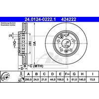 Bremsscheibe | ATE (24.0124-0222.1)