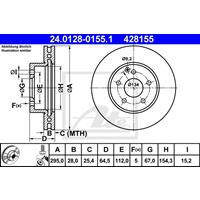 Bremsscheibe | ATE (24.0128-0155.1)