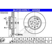 Bremsscheibe | ATE (24.0122-0252.1)