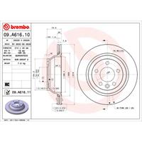 BREMBO Bremsscheiben 09.A616.10 Scheibenbremsen,Bremsscheibe VW,TRANSPORTER V Bus 7HB, 7HJ, 7EB, 7EJ, 7EF,TOUAREG 7LA, 7L6, 7L7