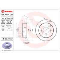 BREMBO Bremsscheiben HYUNDAI,KIA 08.A114.21 5841139300,5841139600,584113K300 Scheibenbremsen,Bremsscheibe 5841139300,5841139600,584113K300,S5841139600