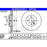 Bremsscheibe 'PowerDisc' | ATE (24.0322-0122.1)