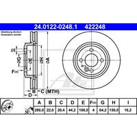 Bremsscheibe | ATE (24.0122-0248.1)