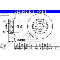 Bremsscheibe Vorderachse ATE 24.0124-0113.1