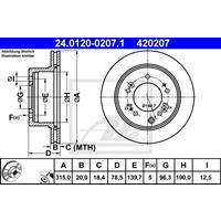 Bremsscheibe Hinterachse ATE 24.0120-0207.1