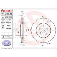 BREMBO Bremsscheiben LEXUS 09.A109.11 435120E010,4351248080,4351248081 Scheibenbremsen,Bremsscheibe 4351248081,4351248090,4351248100