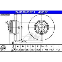 Bremsscheibe | ATE (24.0130-0107.1)