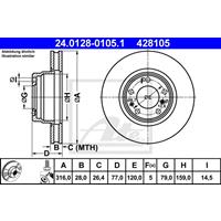 Bremsscheibe | ATE (24.0128-0105.1)