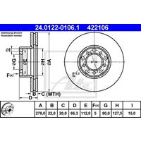 Bremsscheibe Vorderachse ATE 24.0122-0106.1