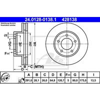 Bremsscheibe Vorderachse ATE 24.0128-0138.1