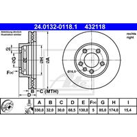 Bremsscheibe | ATE (24.0132-0118.1)