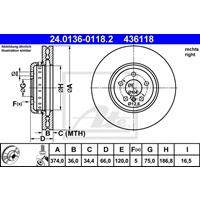 Bremsscheibe | ATE (24.0136-0118.2)