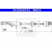 ATE Kupplungsseil 24.3728-0315.2 Kupplungsseilzug,Seilzug, Kupplungsbetätigung PEUGEOT,CITROËN,106 II 1,106 I 1A, 1C,106 Van 1_,SAXO S0, S1